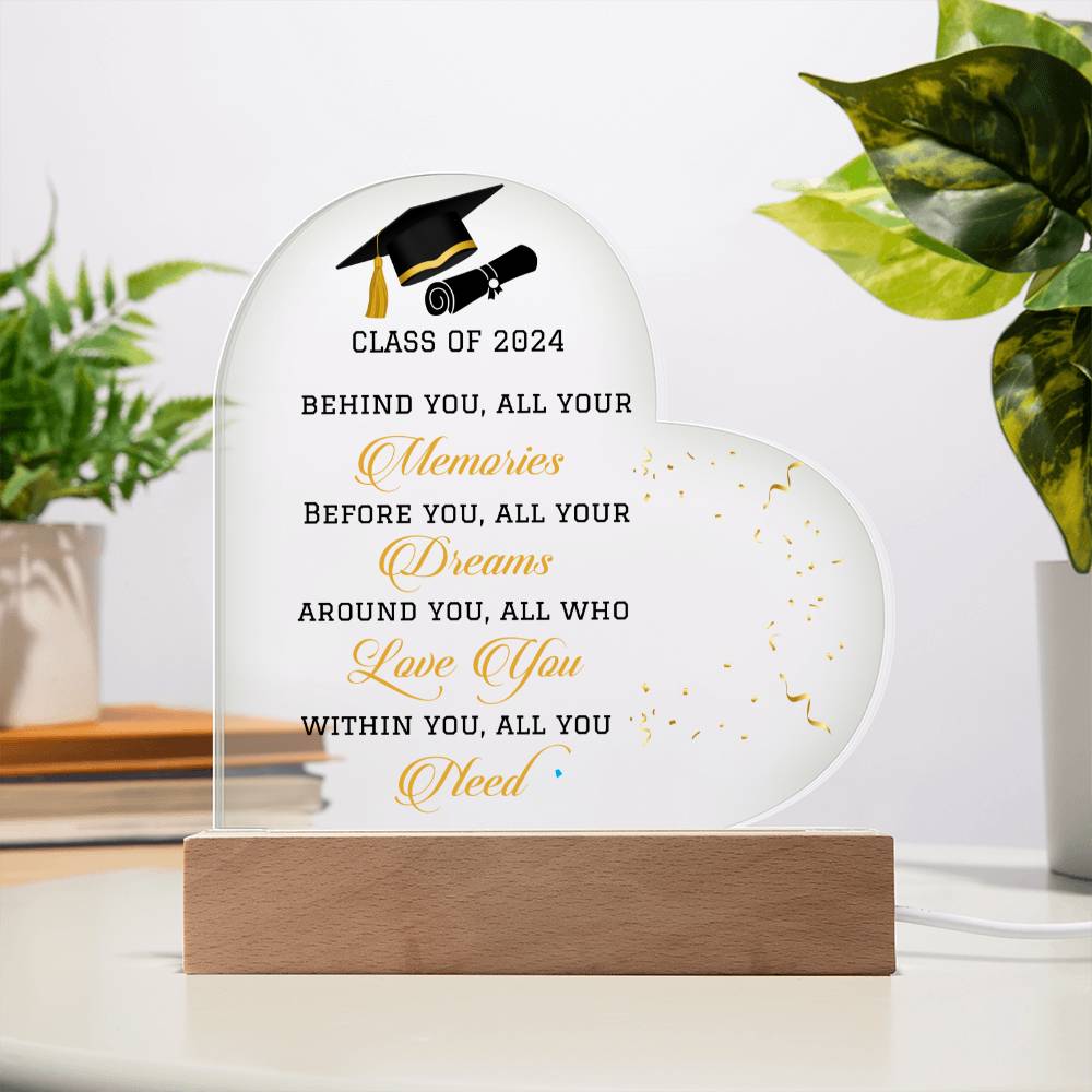 Class of 2024 LED Heart Plaque Graduation Gift-[Heartfelt Family Gift]