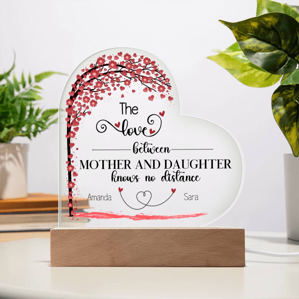 Custom Mother Daughter Lighted Heart Plaque - Personalized and Heartwarming-[Heartfelt Family Gift]