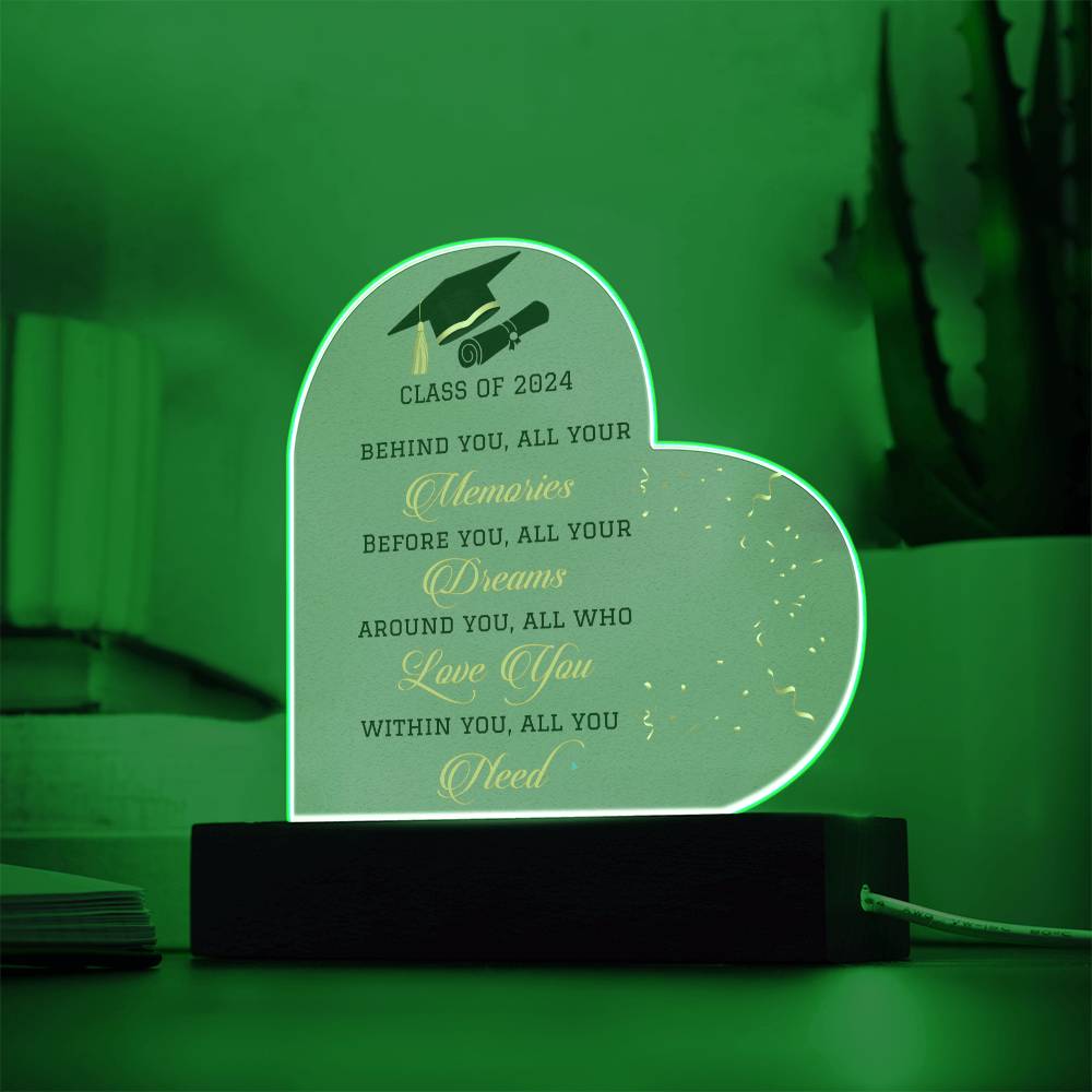 Class of 2024 LED Heart Plaque Graduation Gift-[Heartfelt Family Gift]