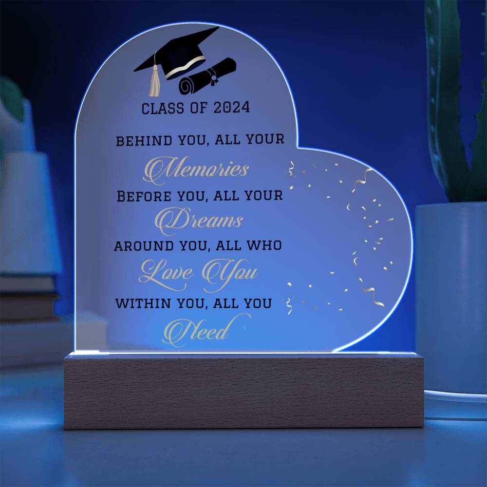 Class of 2024 LED Heart Plaque Graduation Gift-[Heartfelt Family Gift]