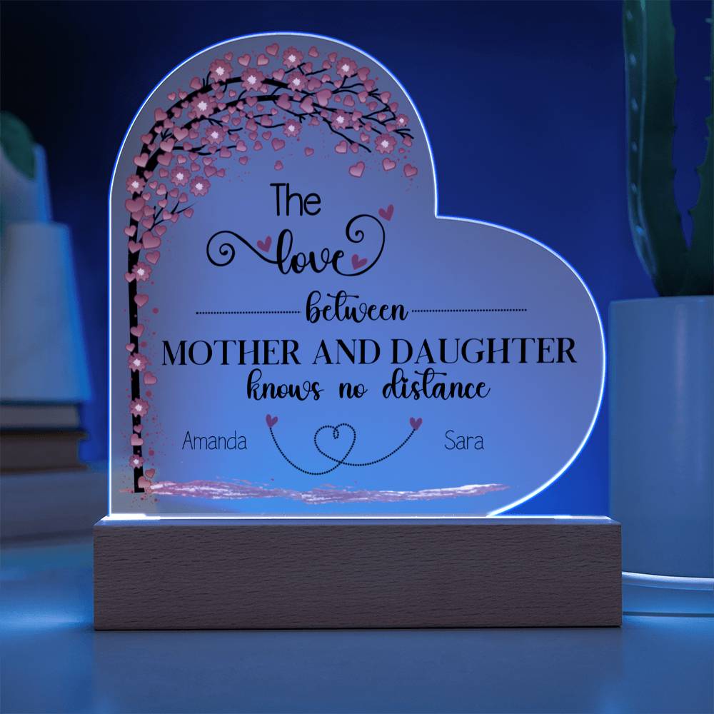 Custom Mother Daughter Lighted Heart Plaque - Personalized and Heartwarming-[Heartfelt Family Gift]