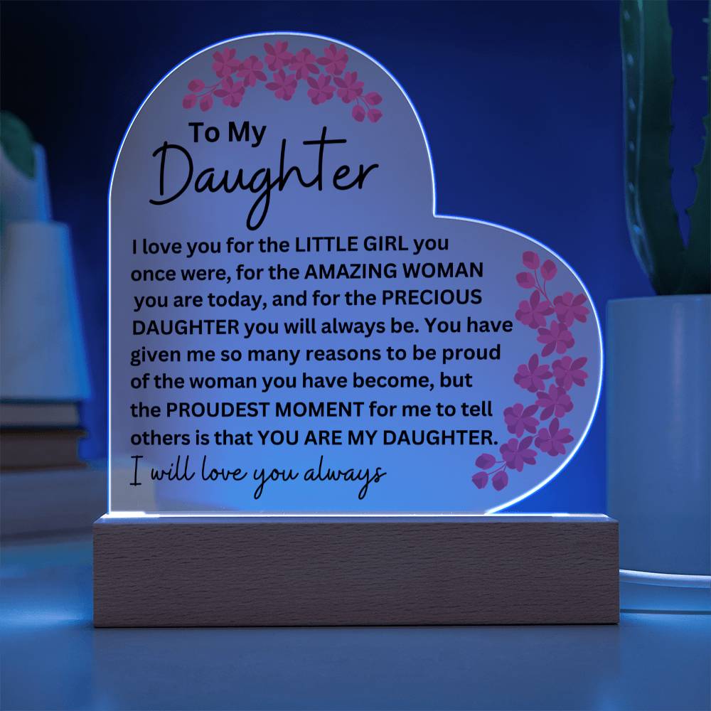 LED Lighted Acrylic Heart Plaque for Daughter - Personalized Gift-[Heartfelt Family Gift]