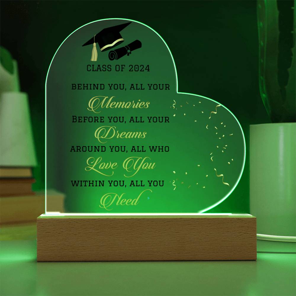 Class of 2024 LED Heart Plaque Graduation Gift-[Heartfelt Family Gift]