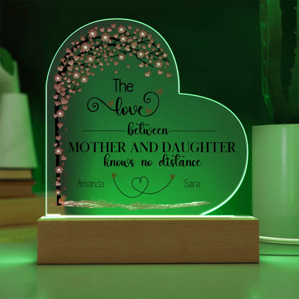 Custom Mother Daughter Lighted Heart Plaque - Personalized and Heartwarming-[Heartfelt Family Gift]