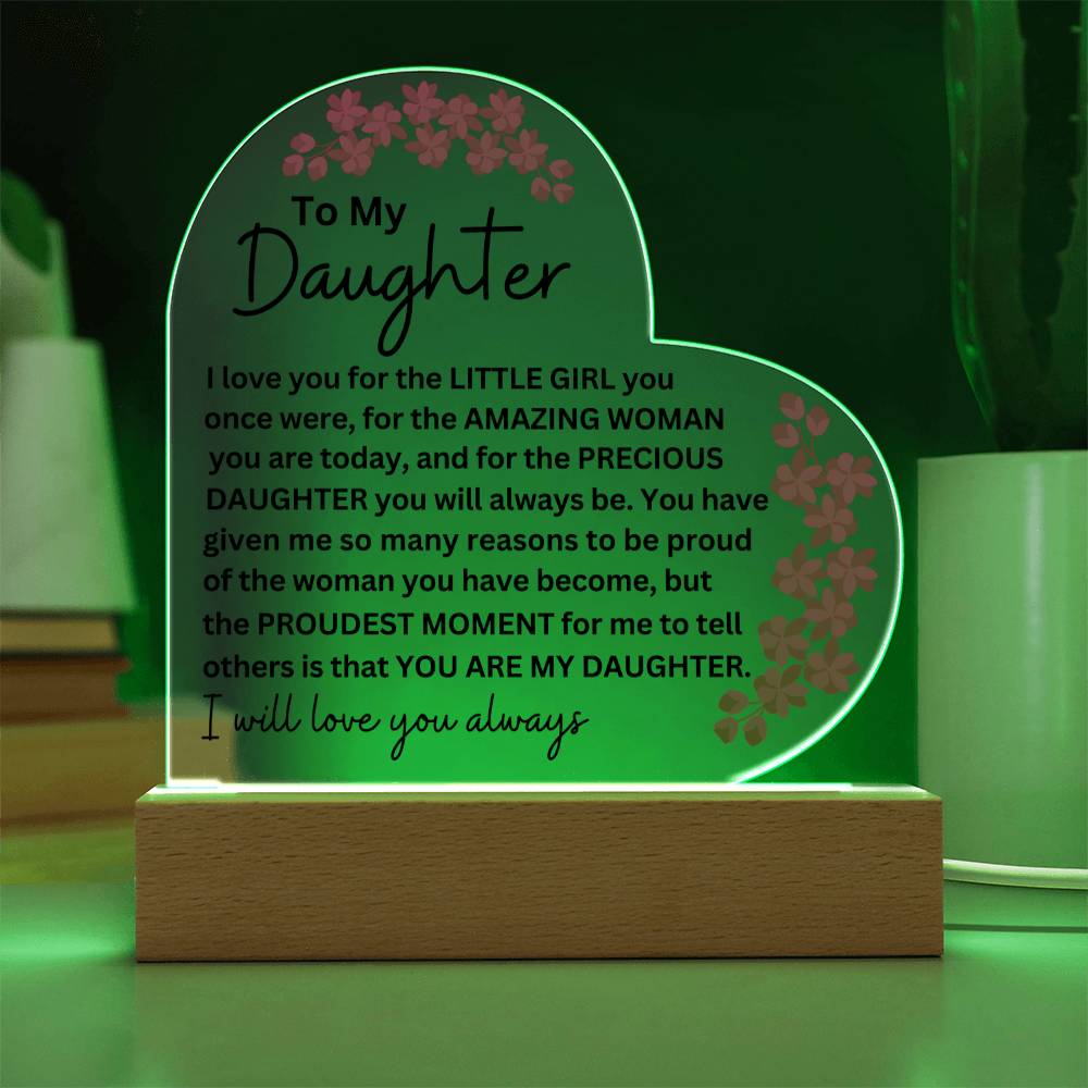 LED Lighted Acrylic Heart Plaque for Daughter - Personalized Gift-[Heartfelt Family Gift]