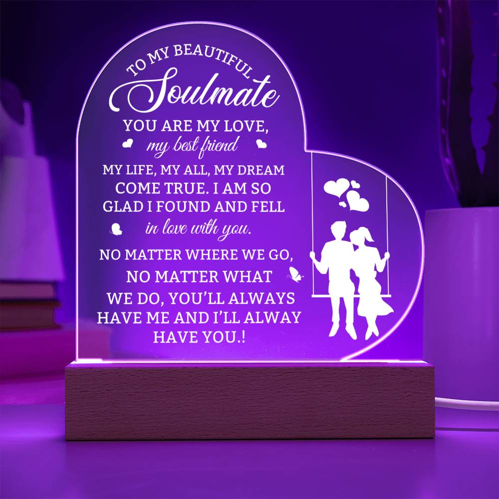 Soulmate Lighted Acrylic Plaque-[Heartfelt Family Gift]