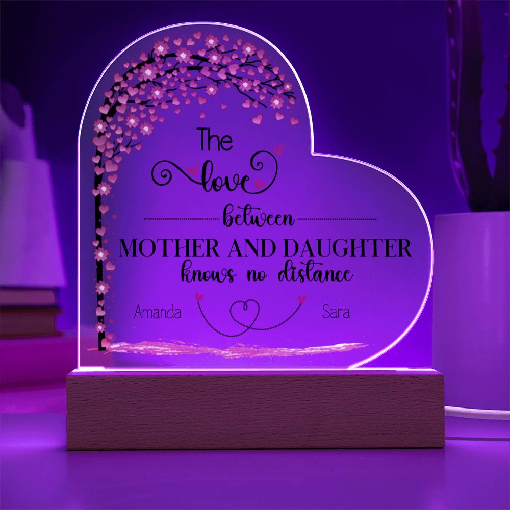 Custom Mother Daughter Lighted Heart Plaque - Personalized and Heartwarming-[Heartfelt Family Gift]