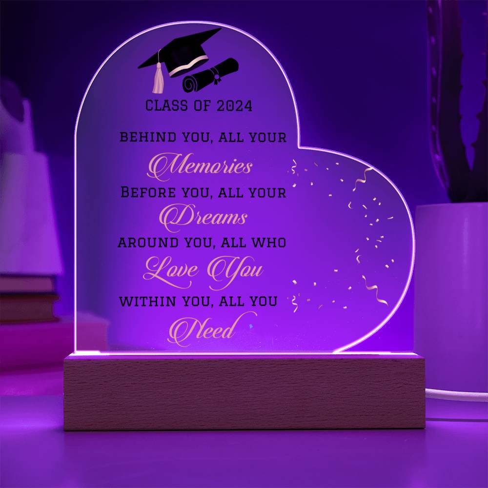 Class of 2024 LED Heart Plaque Graduation Gift-[Heartfelt Family Gift]