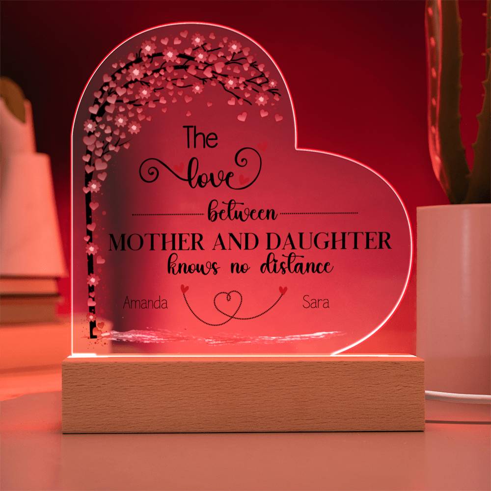 Custom Mother Daughter Lighted Heart Plaque - Personalized and Heartwarming-[Heartfelt Family Gift]