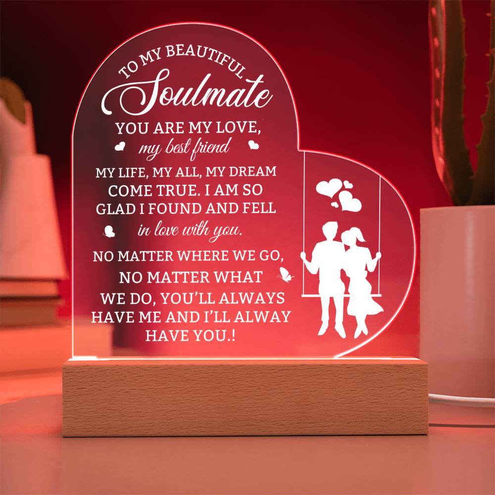 Soulmate Lighted Acrylic Plaque-[Heartfelt Family Gift]