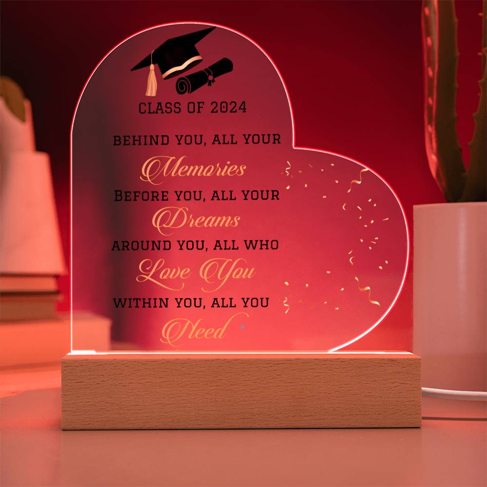 Class of 2024 LED Heart Plaque Graduation Gift-[Heartfelt Family Gift]