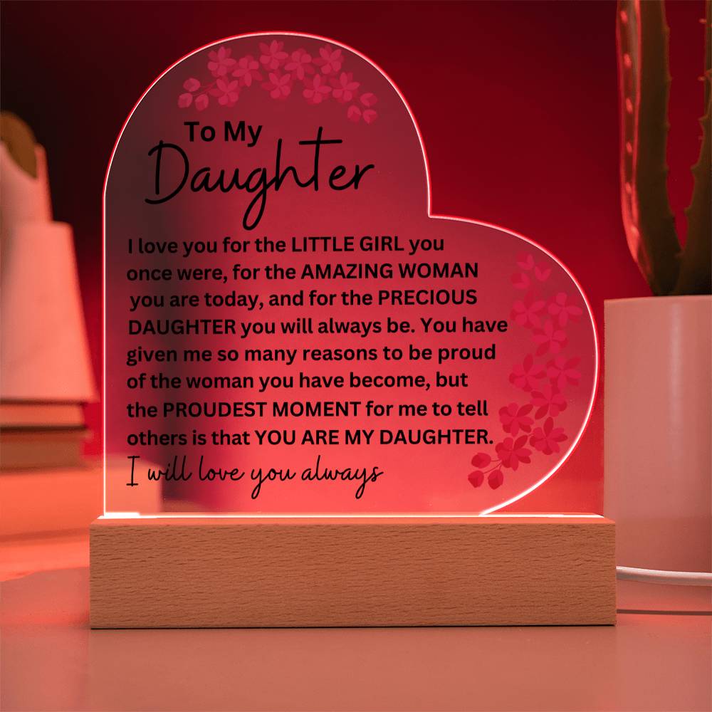 LED Lighted Acrylic Heart Plaque for Daughter - Personalized Gift-[Heartfelt Family Gift]