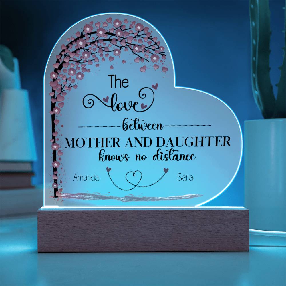 Custom Mother Daughter Lighted Heart Plaque - Personalized and Heartwarming-[Heartfelt Family Gift]