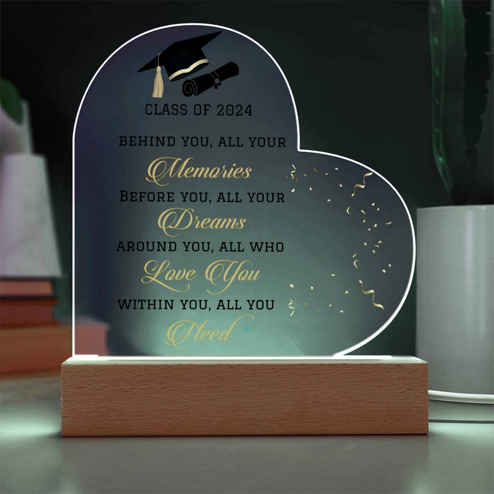 Class of 2024 LED Heart Plaque Graduation Gift-[Heartfelt Family Gift]