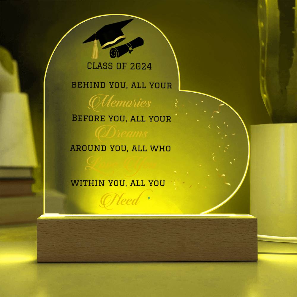 Class of 2024 LED Heart Plaque Graduation Gift-[Heartfelt Family Gift]