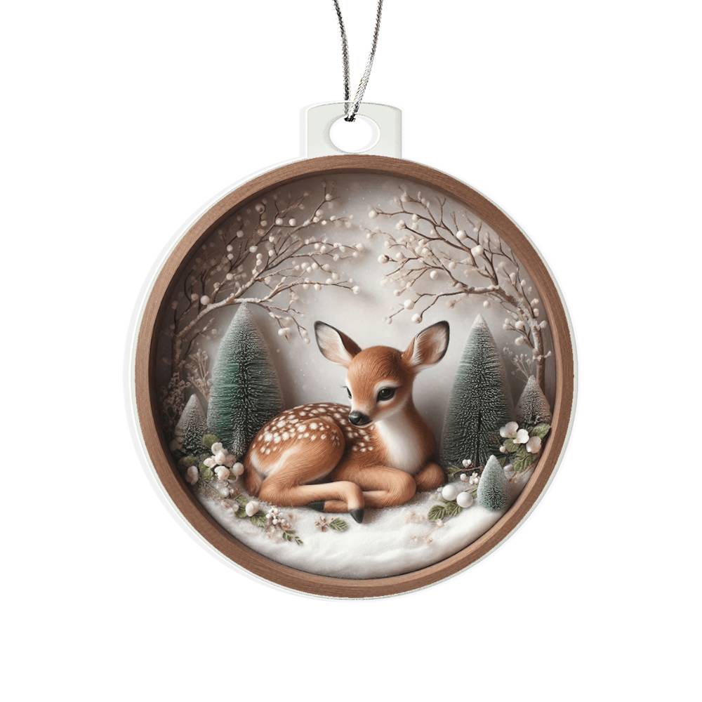 Woodland Deer 3D Effect Acrylic Christmas Ornament