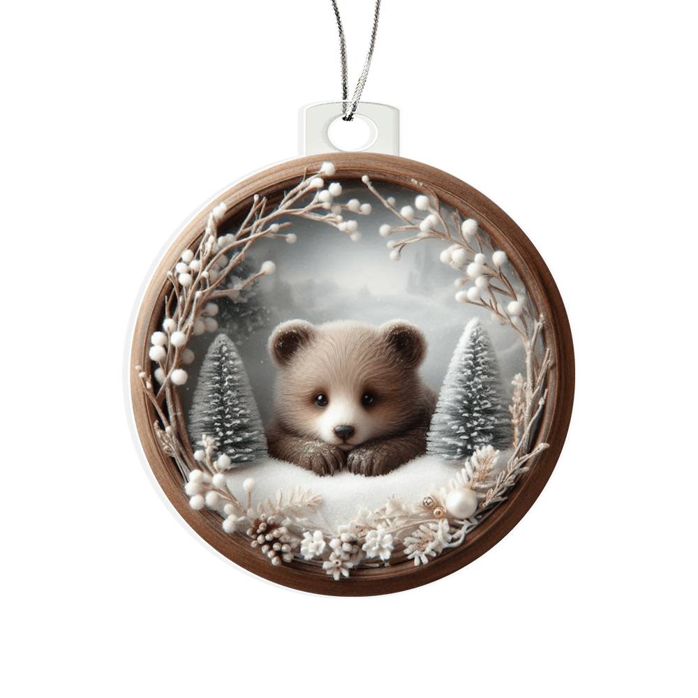 Woodland Bear 3D Effect Christmas Ornament