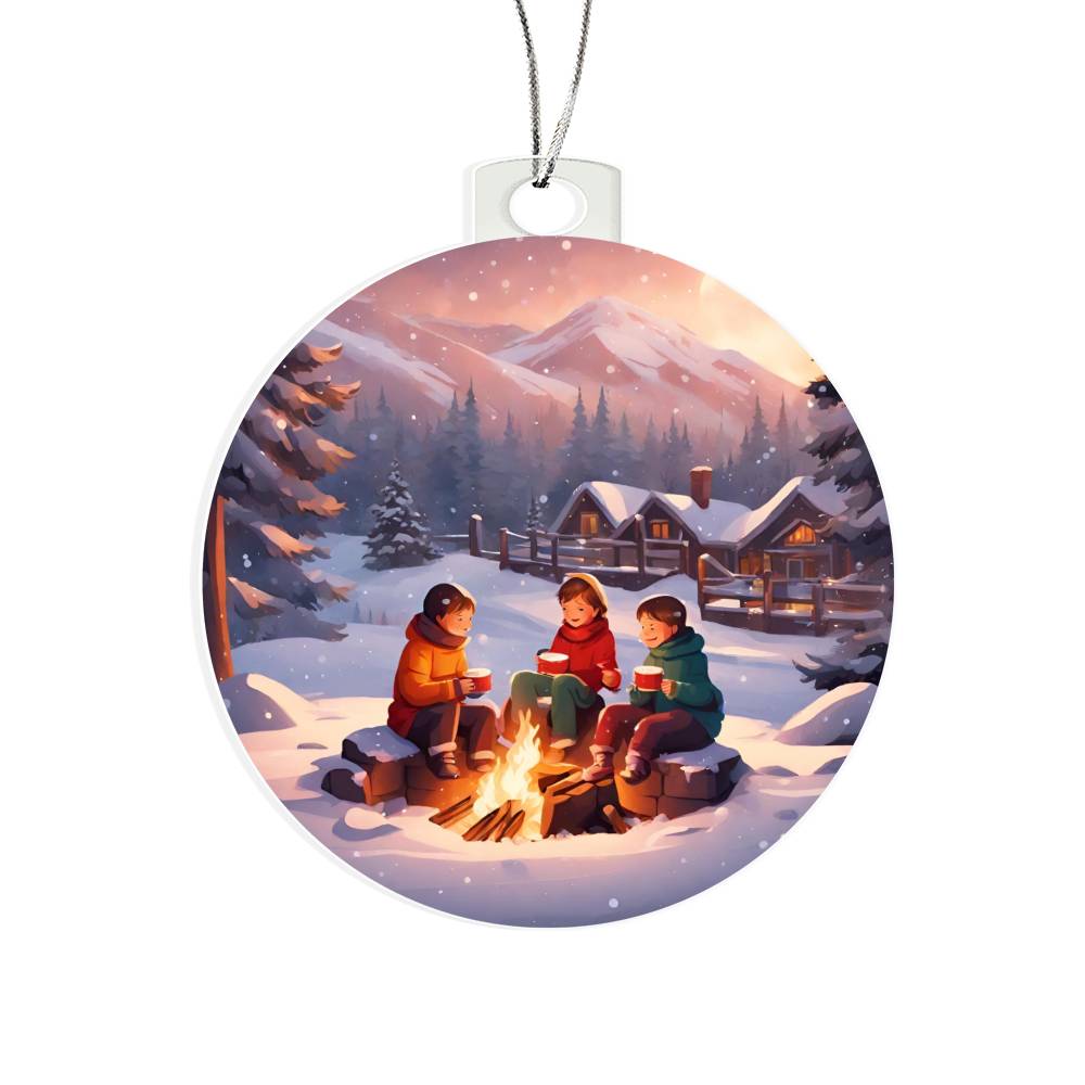 Fireside Snow Day Christmas Ornament - Cozy Holiday Decoration-[Heartfelt Family Gift]