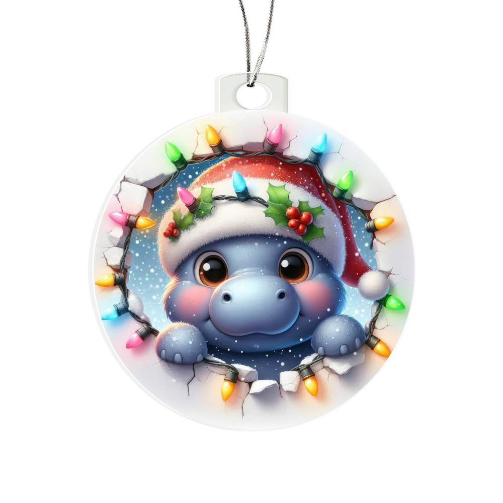 Hippo Breakaway 3d Effect Acrylic Ornament-[Heartfelt Family Gift]
