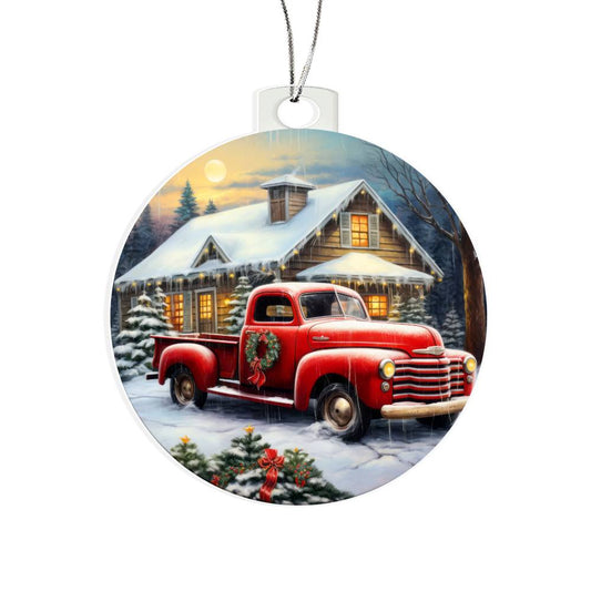 Red Truck Acrylic Christmas Ornament-[Heartfelt Family Gift]