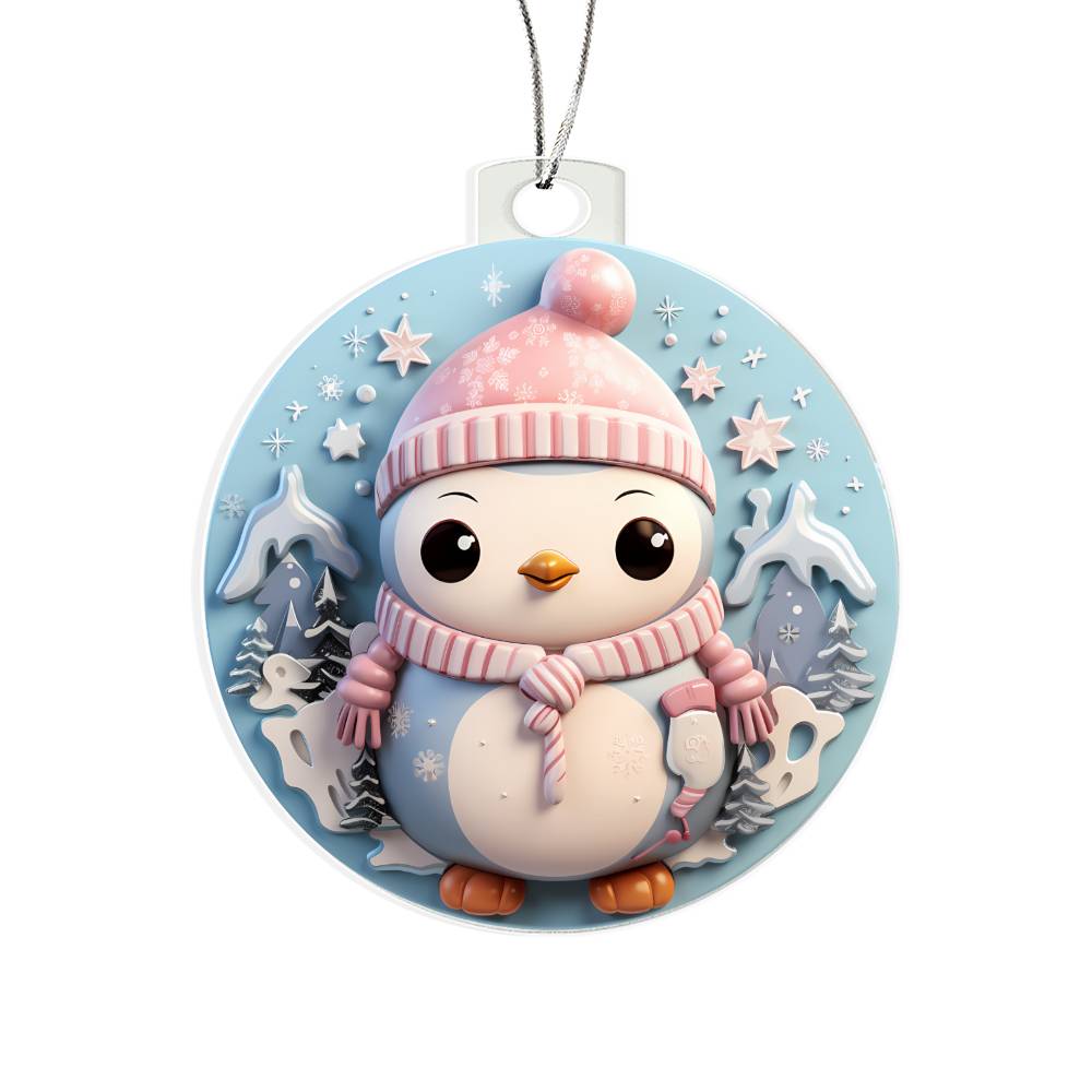 Pastel Penguin Acrylic Ornament - Ideal for Holiday Dcor-[Heartfelt Family Gift]