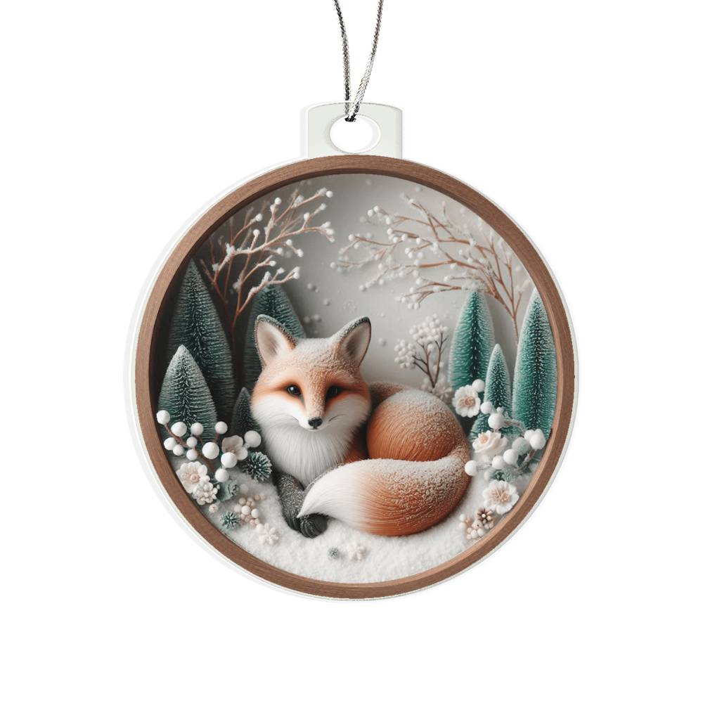 Woodland Fox 3D Effect Acrylic Christmas Ornament