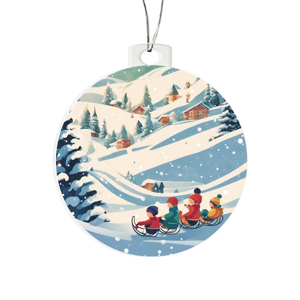 Kids Sledding Christmas Ornament - Handmade Winter Adventure Decor or Gift-[Heartfelt Family Gift]