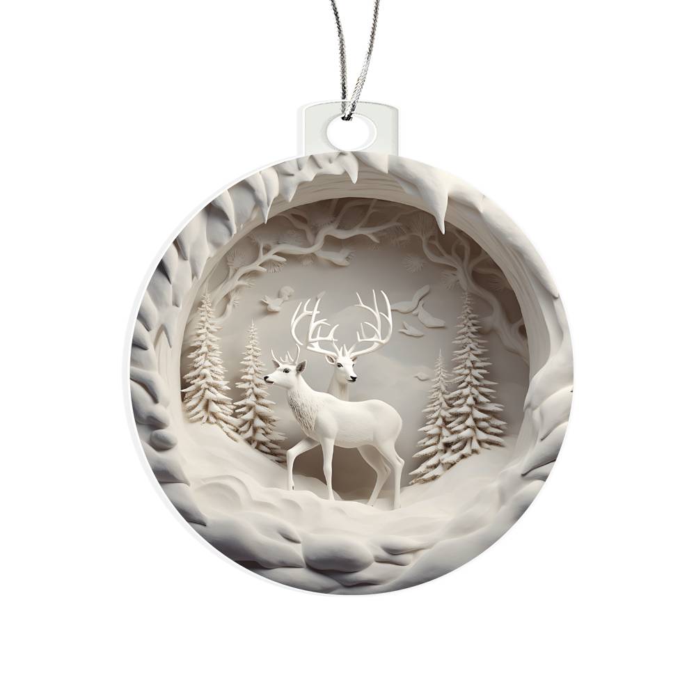 Winter Deer Acrylic Ornament - 3D Effect Decoration for a Festive Touch - Perfect for Holiday Season Dcor-[Heartfelt Family Gift]