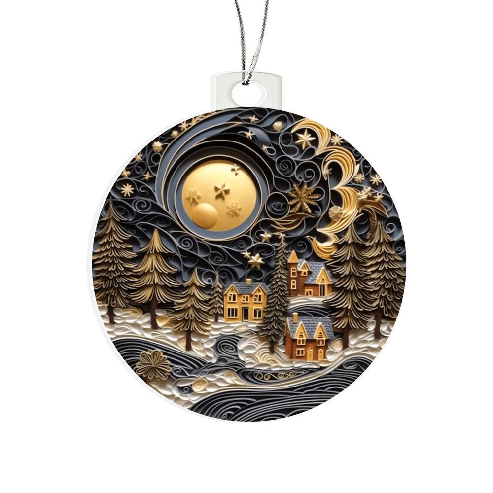 Village Quilling Effect Acrylic Ornament-[Heartfelt Family Gift]