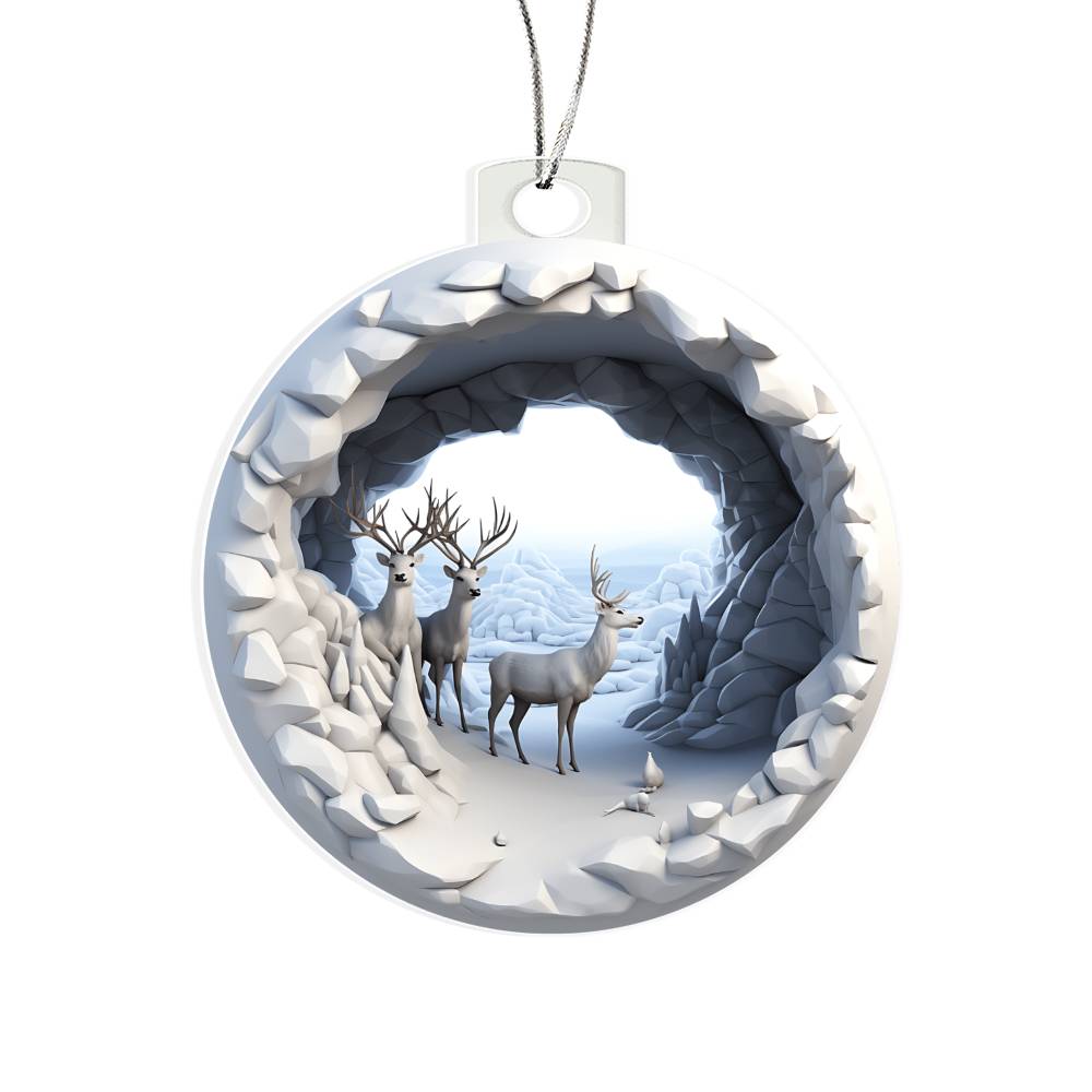 Rustic Winter Deer Acrylic Ornament  Handmade Holiday Decoration-[Heartfelt Family Gift]
