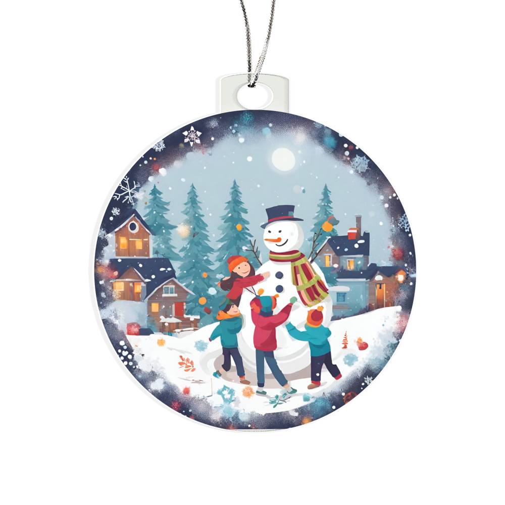 Kids Snow Day Building a Snowman Christmas Ornament - Fun Winter Activity-[Heartfelt Family Gift]