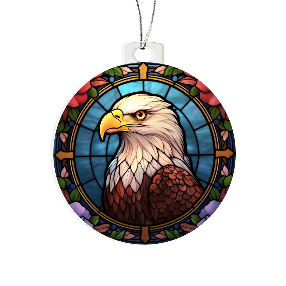 Bald Eagle Stained Glass Acrylic Christmas Ornament - Unique Holiday Decoration-[Heartfelt Family Gift]