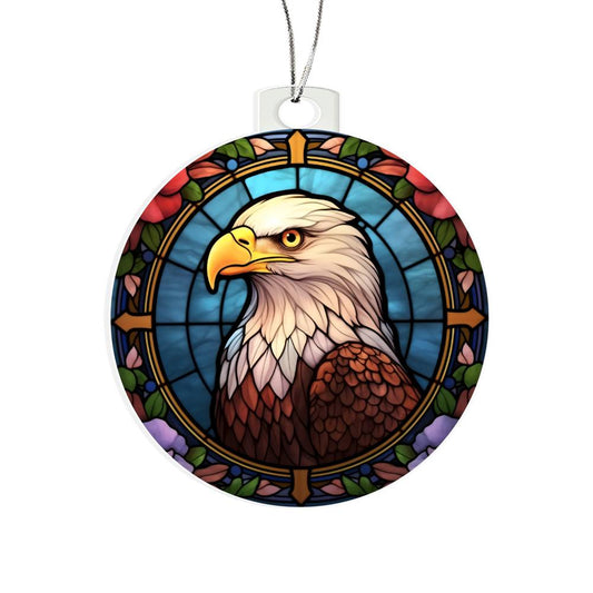 Bald Eagle Stained Glass Acrylic Christmas Ornament - Unique Holiday Decoration-[Heartfelt Family Gift]
