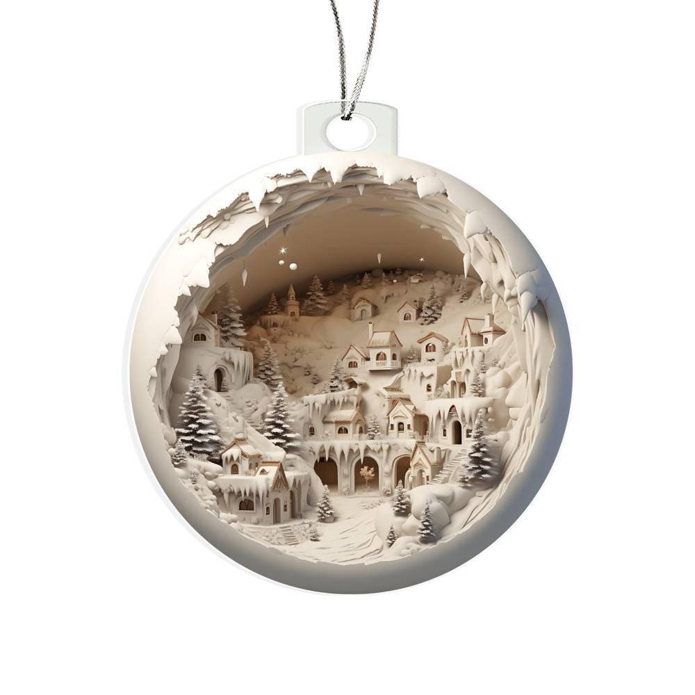 3D Winter Scene Acrylic Ornament with Realistic Effect  Perfect Holiday Decoration-[Heartfelt Family Gift]