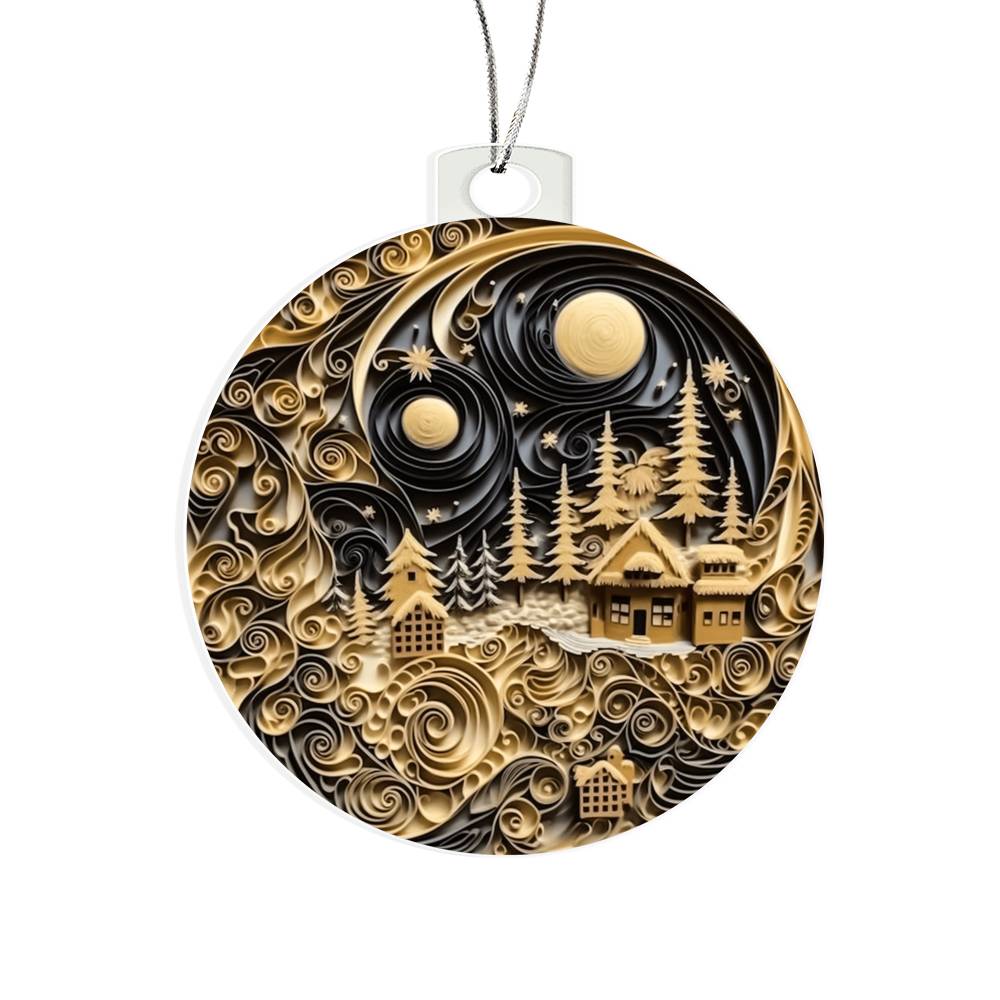 Village Quilling Effect Acrylic Ornament-[Heartfelt Family Gift]