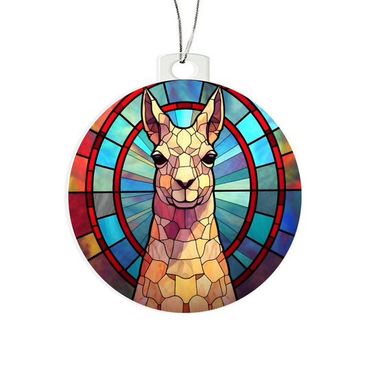 Llama Stained Glass Look Christmas Tree Ornament-[Heartfelt Family Gift]