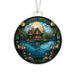 Stained Glass Lake House Christmas Ornament - Unique Holiday Decoration-[Heartfelt Family Gift]