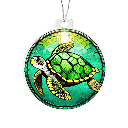 Sea Turtle Acrylic Faux Stained Glass Acrylic Christmas Ornament-[Heartfelt Family Gift]