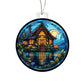 Lake House Stained Glass Christmas Ornament - Decorative Handcrafted Holiday Decoration-[Heartfelt Family Gift]