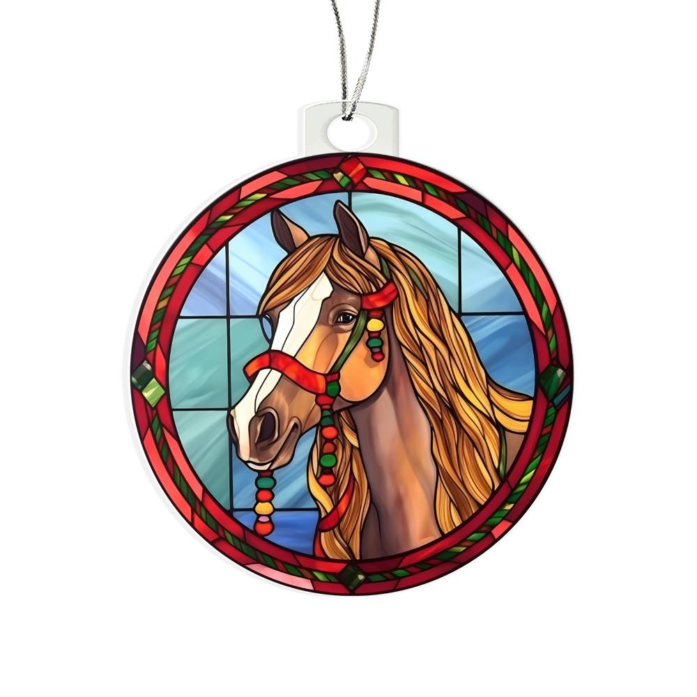 Handmade Stained Glass Horse Christmas Ornament - Festive Holiday Decoration-[Heartfelt Family Gift]
