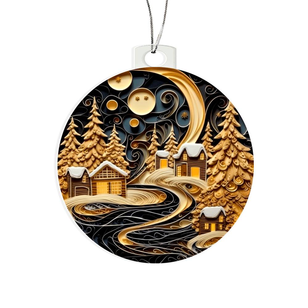 Village Quilling Effect Acrylic Ornament-[Heartfelt Family Gift]