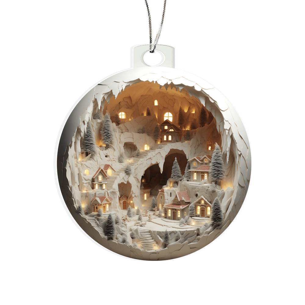 3D Winter Scene Acrylic Ornament - Perfect for Holiday Decor-[Heartfelt Family Gift]
