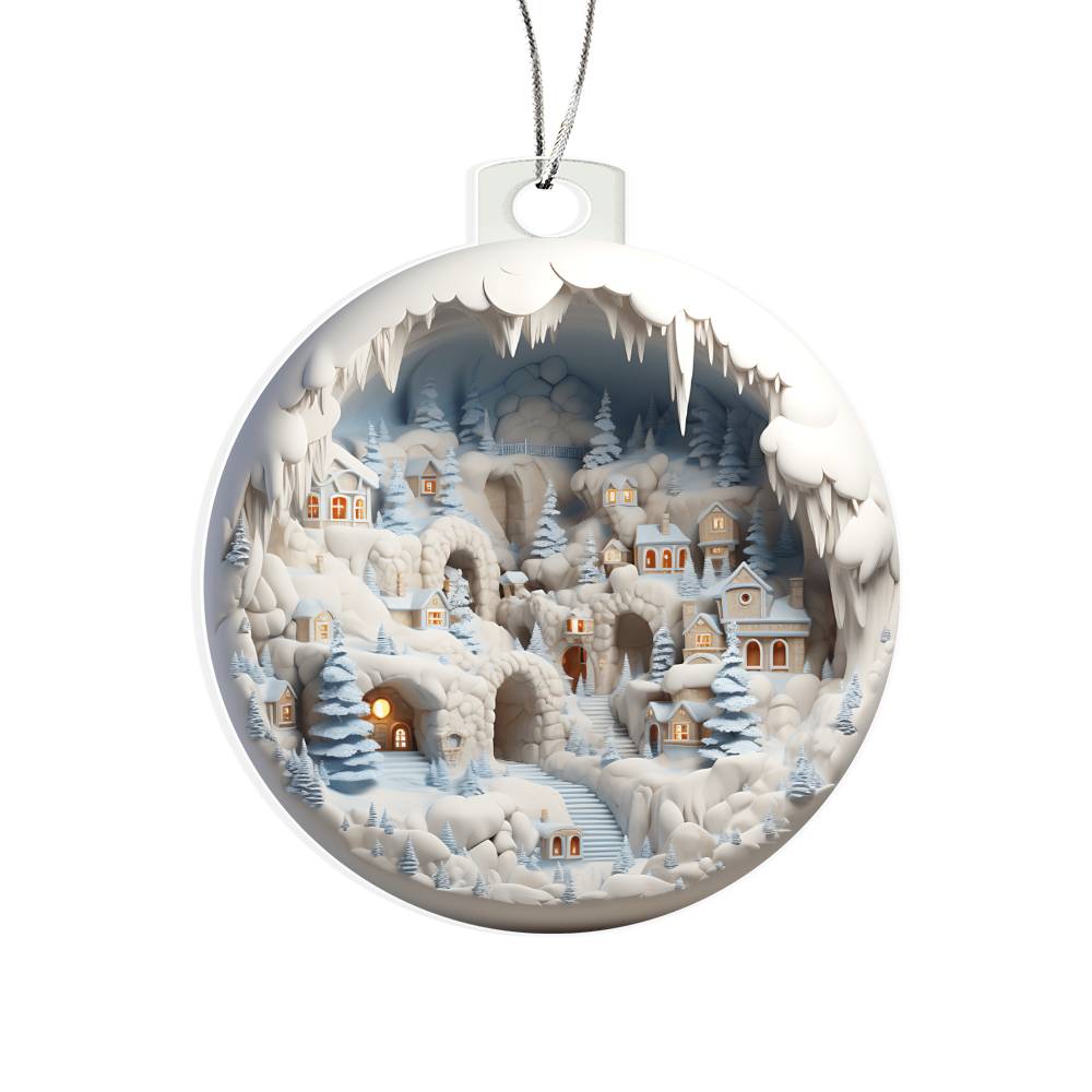 3D Winter Scene Acrylic Ornament - Add a Touch of Winter Wonderland to Your Home-[Heartfelt Family Gift]