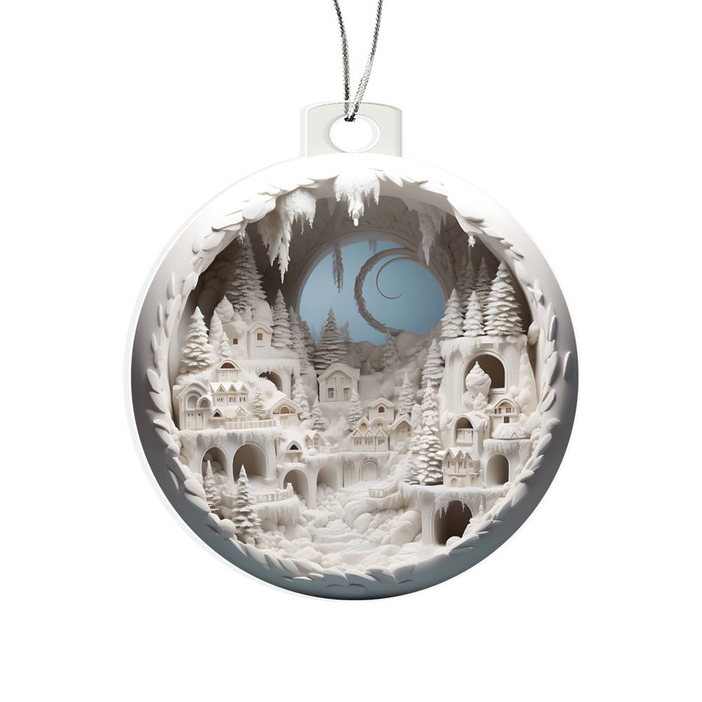 3D Winter Scene Acrylic Ornament - Snowy Ornament for Holiday Decor-[Heartfelt Family Gift]