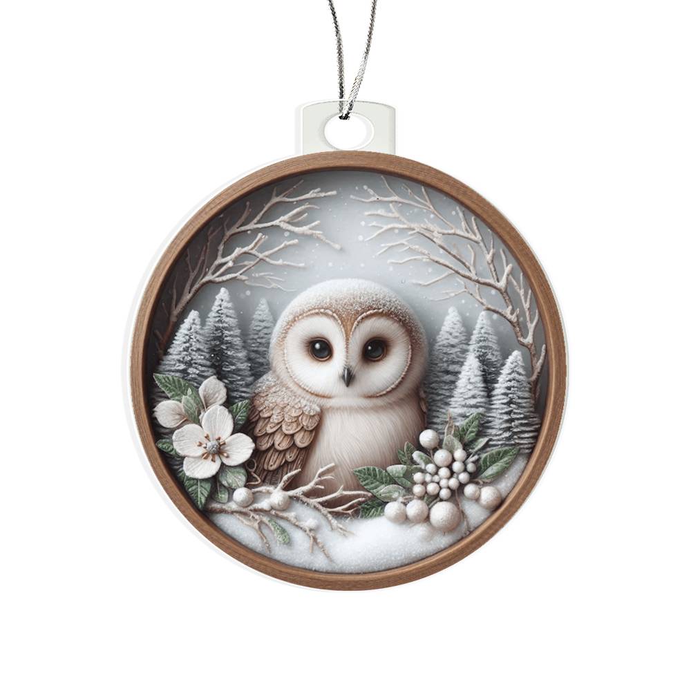 Woodland Owl 3D Effect Acrylic Christmas Ornament