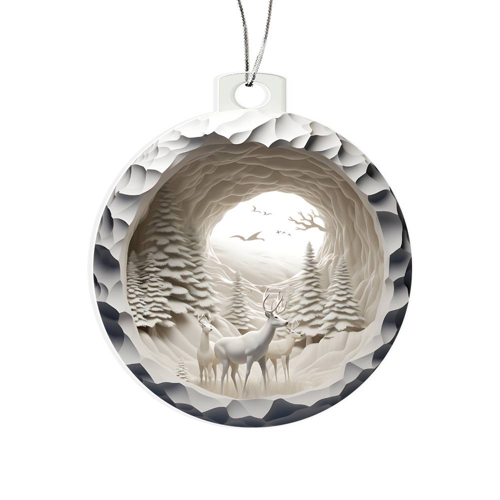 Acrylic Christmas Ornament Snowy Woods 3D Effect-[Heartfelt Family Gift]