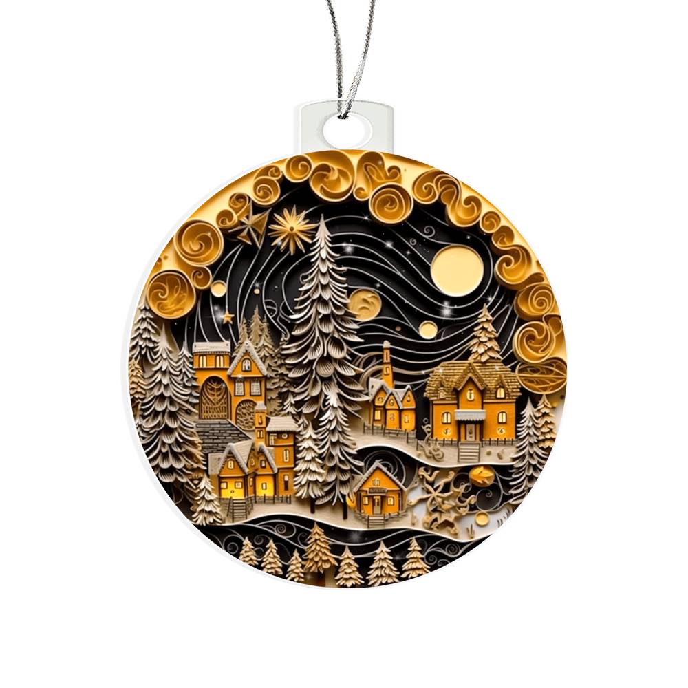 Christmas Village Acrylic Ornament-[Heartfelt Family Gift]