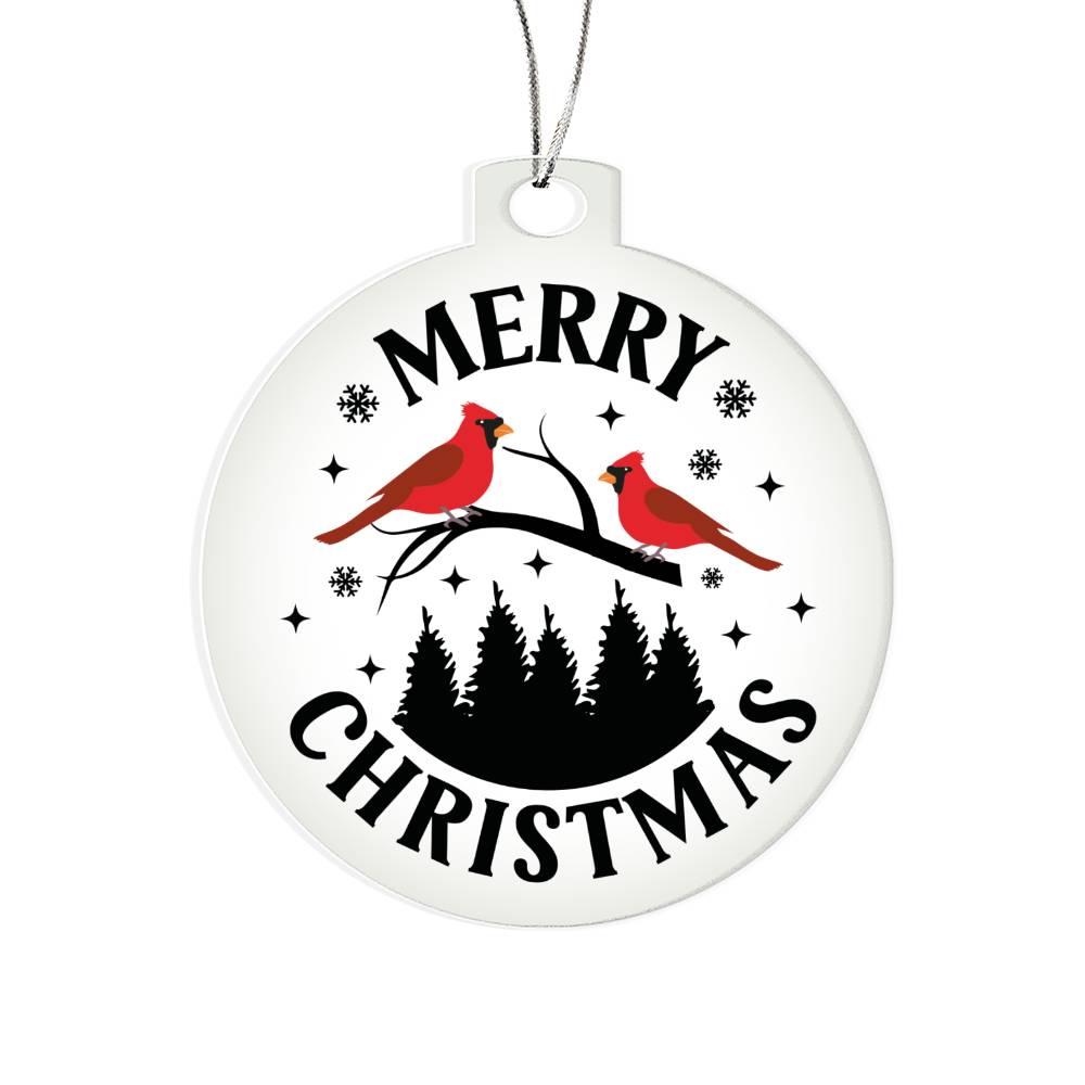 Merry Christmas Cardinal Acrylic Ornament-[Heartfelt Family Gift]