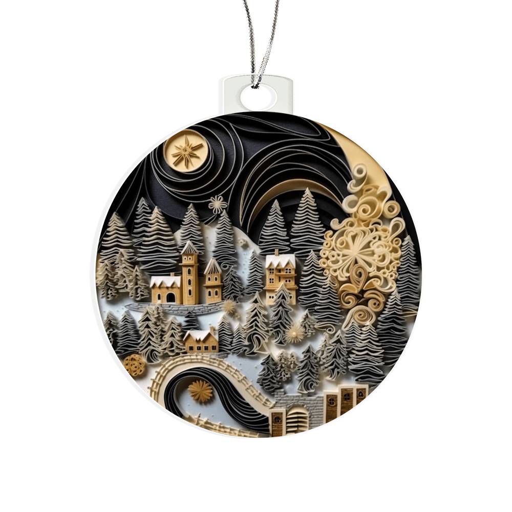 Village Quilling Effect Acrylic Ornament-[Heartfelt Family Gift]