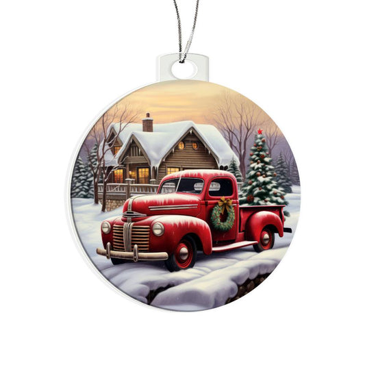 Red Truck Acrylic Christmas Ornament-[Heartfelt Family Gift]